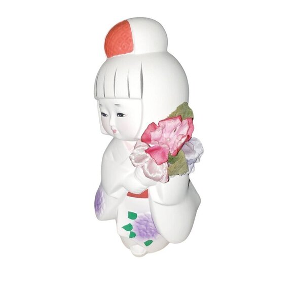 Vtg Japanese Hakata Bisque Geisha Doll on Signed Wooden Base 7 3/4” T Ceramic - Picture 5 of 12